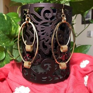 2/$10 Gold Double Hoop Drop Earrings